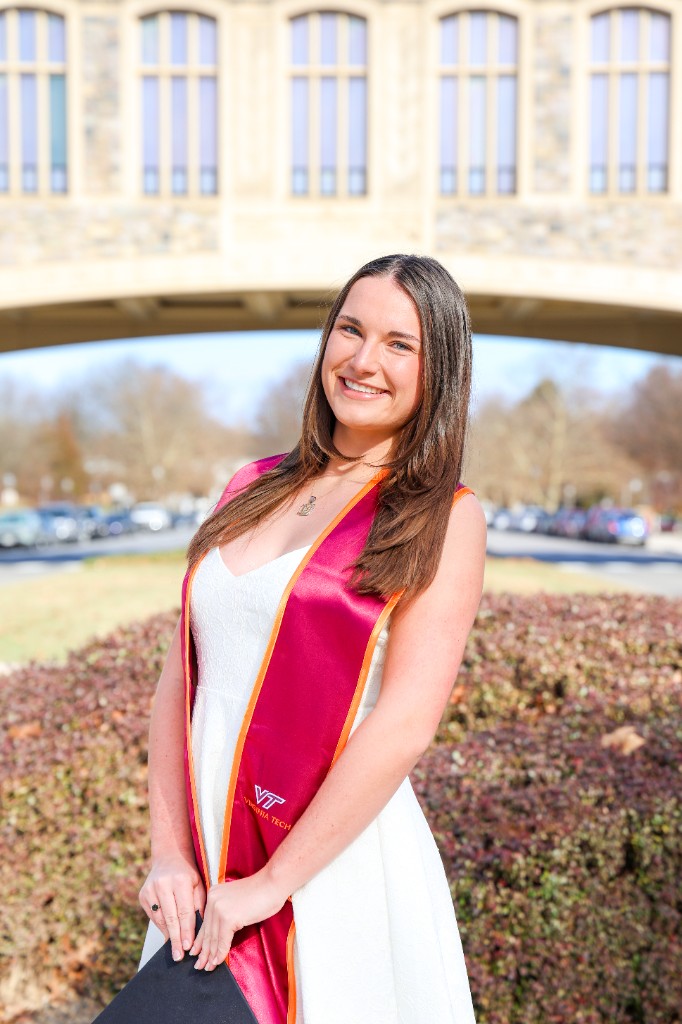 Graduation portrait with Virginia Tech stole