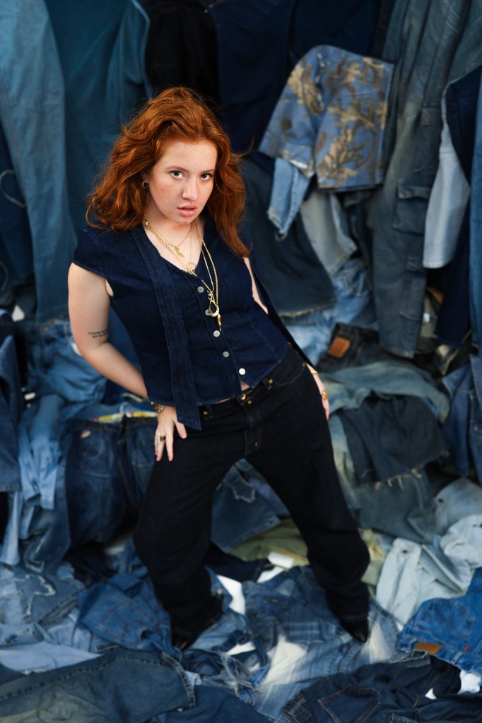 Creative denim editorial portrait