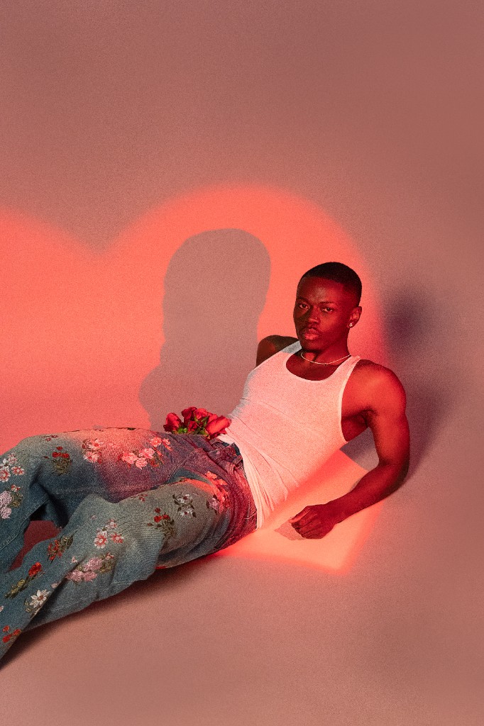 Creative portrait with red lighting